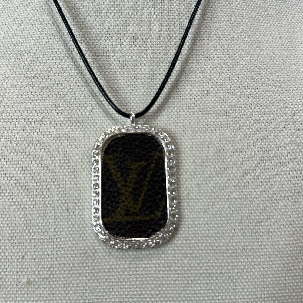Necklace with upcycled Louis Vuitton monogram charm